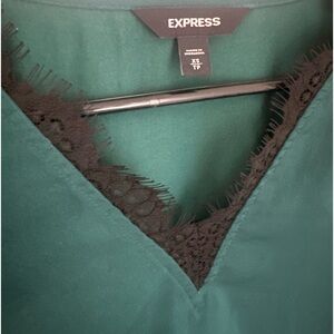 Express xs blouse emerald green with black lace